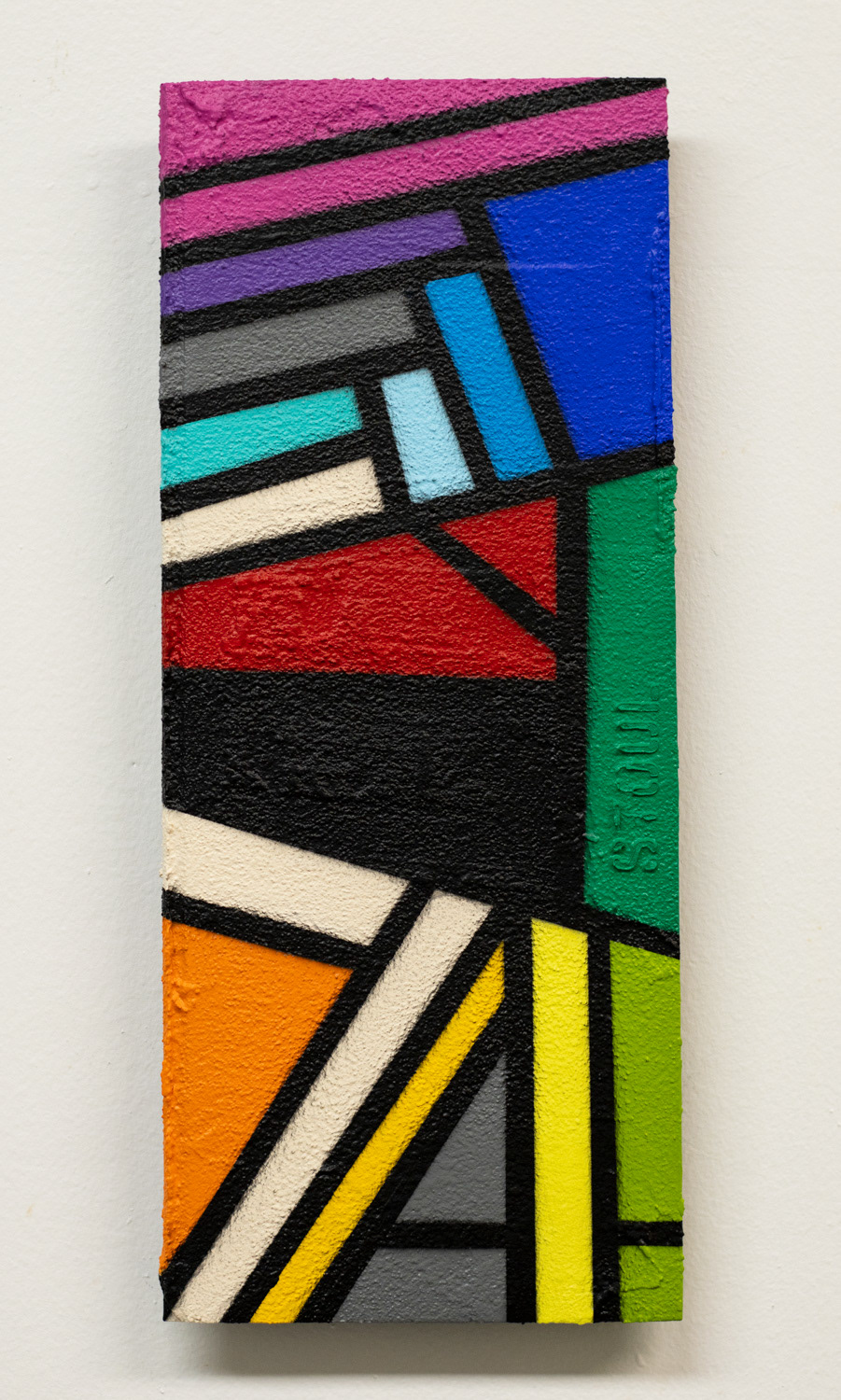 "ORU ESCALIER" 2022 Peinture acrylique et enduit pierre sur bois - Caisse américaine - 33x14 cm