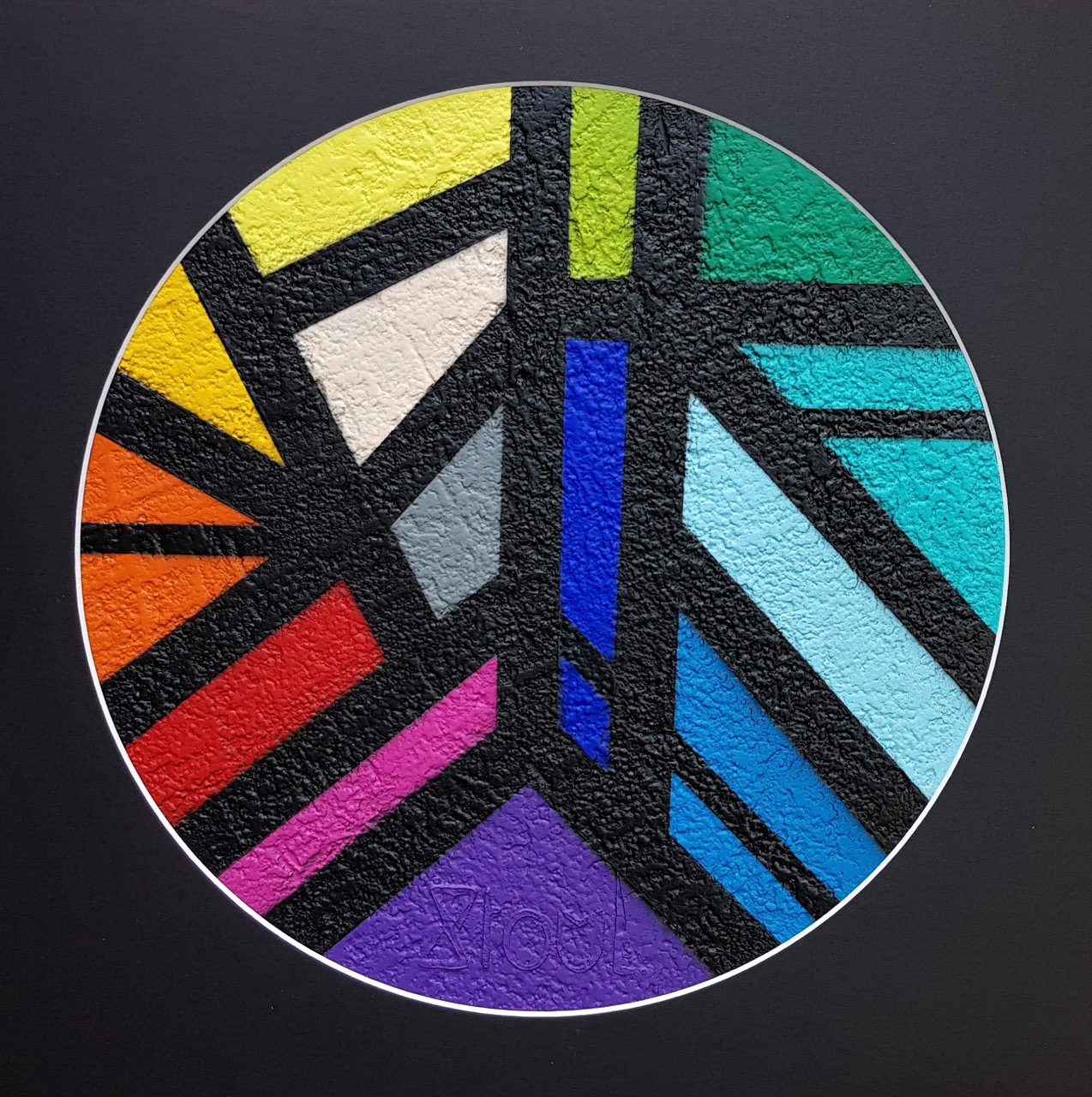 "ORU 33T IX" 2021 Acrylique et pierre sur vinyle - Encadré 30x30 cm