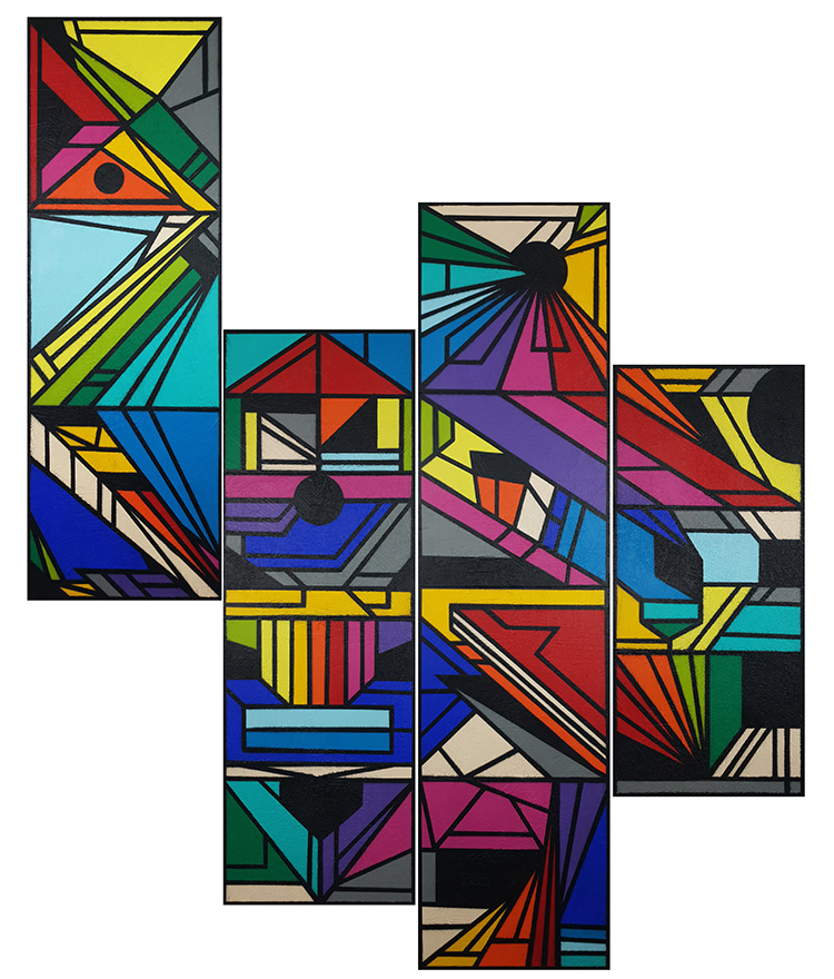 "ORU SWITCH I II III IV" 2020 Acrylique et pierre sur aluminium 200x160 cm