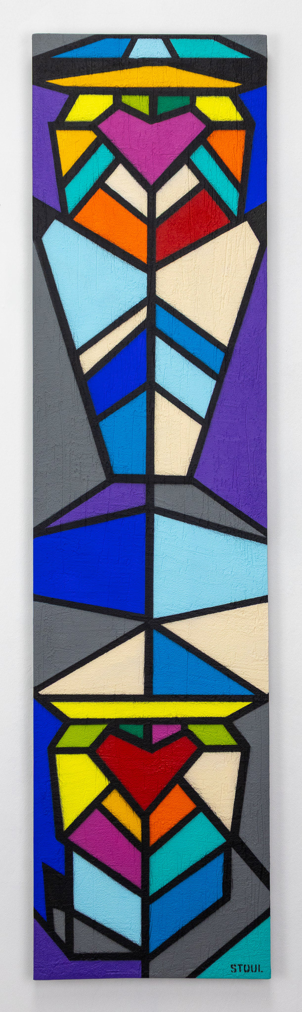 “Oru zang Laos (éléphant)” Stoul 120x30x3cm Peinture acrylique et enduit pierre sur bois 2025