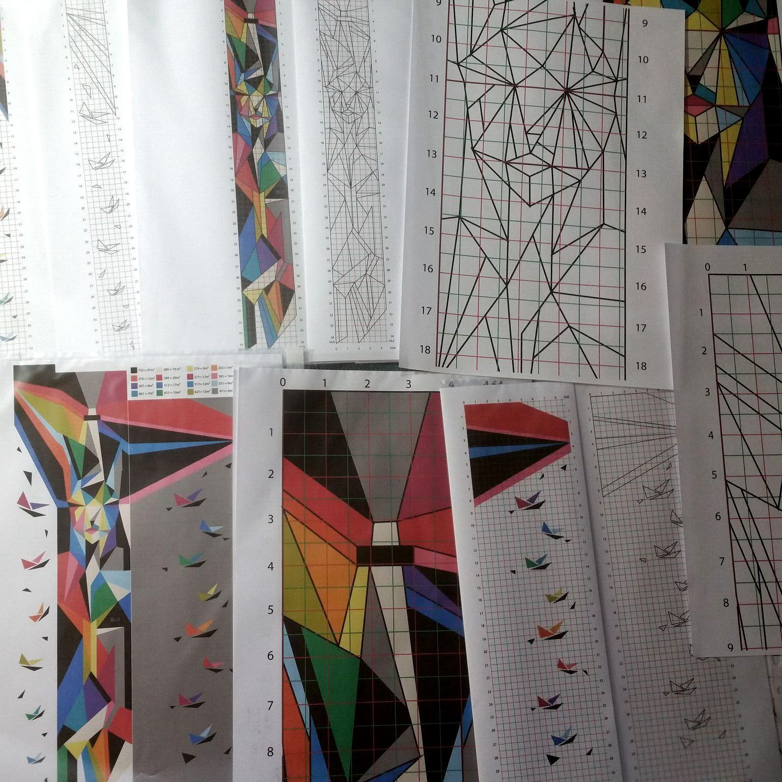 Plans de repérage et maquettes préparatoires de la fresque monumentale