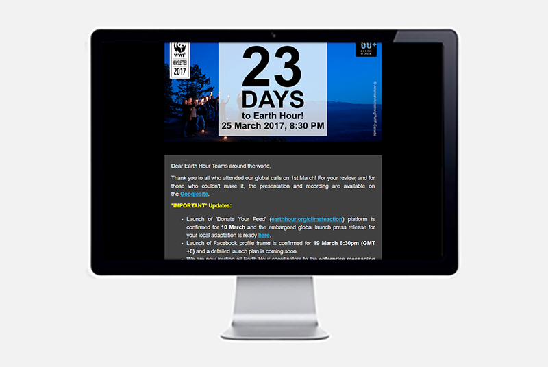 Earth Hour EDM design using MailChimp