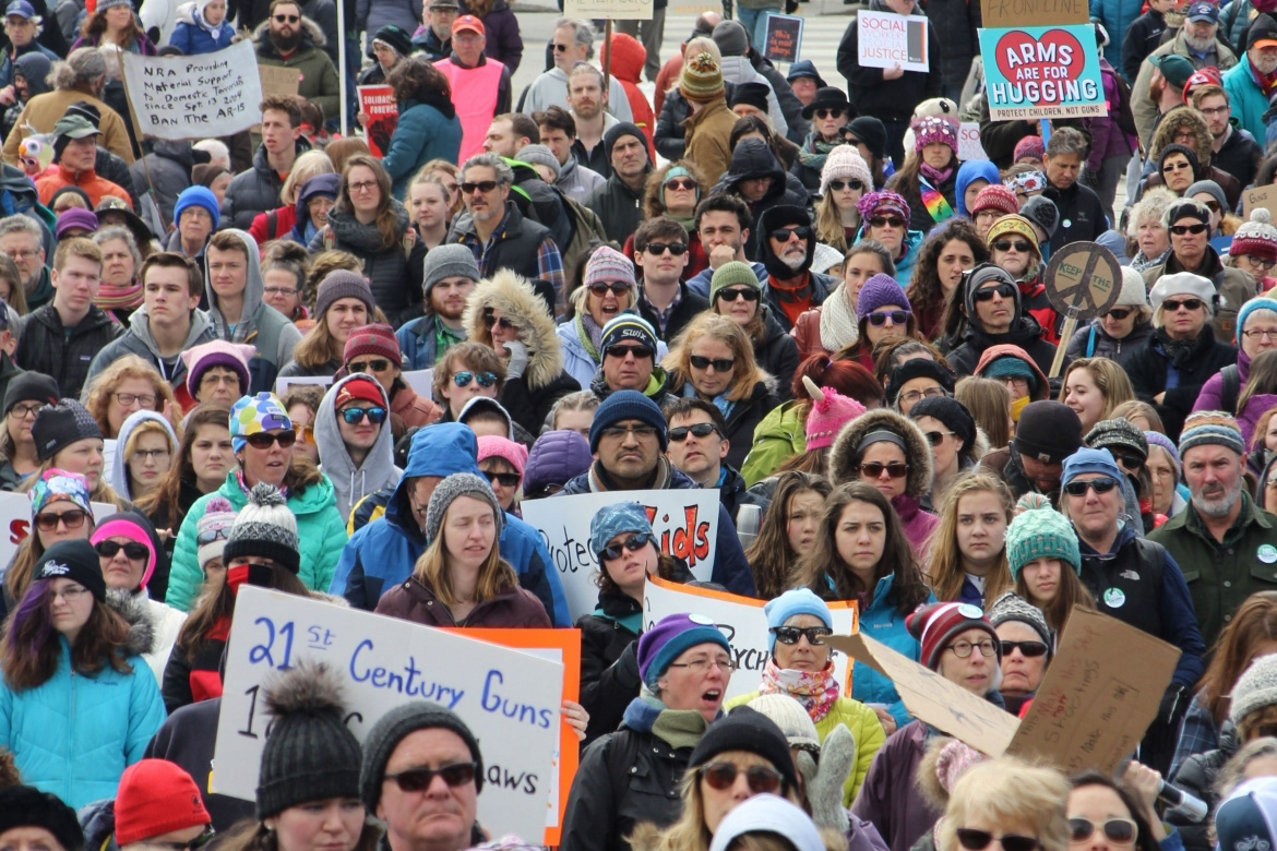 Crowds gathered in Montpelier, Vt. on March 24, 2018 for the national March For Our Lives protests. (Lia Chien)