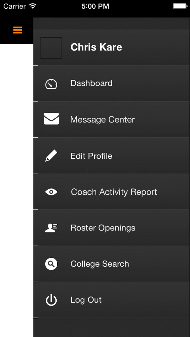 Old app menu.