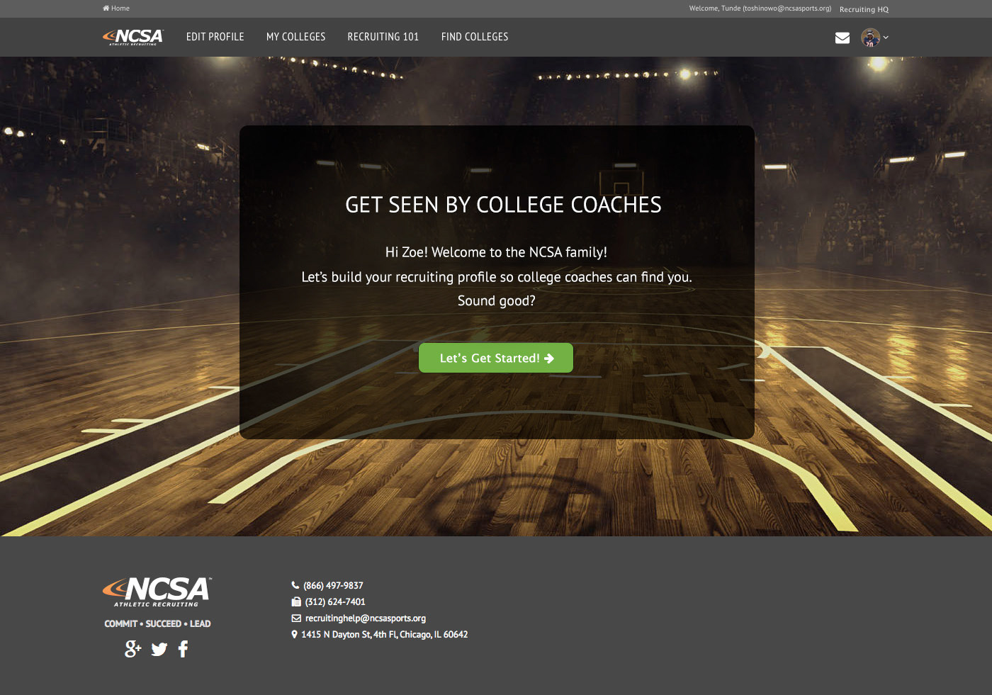 Desktop Screenshot: Get Seen by College Coaches