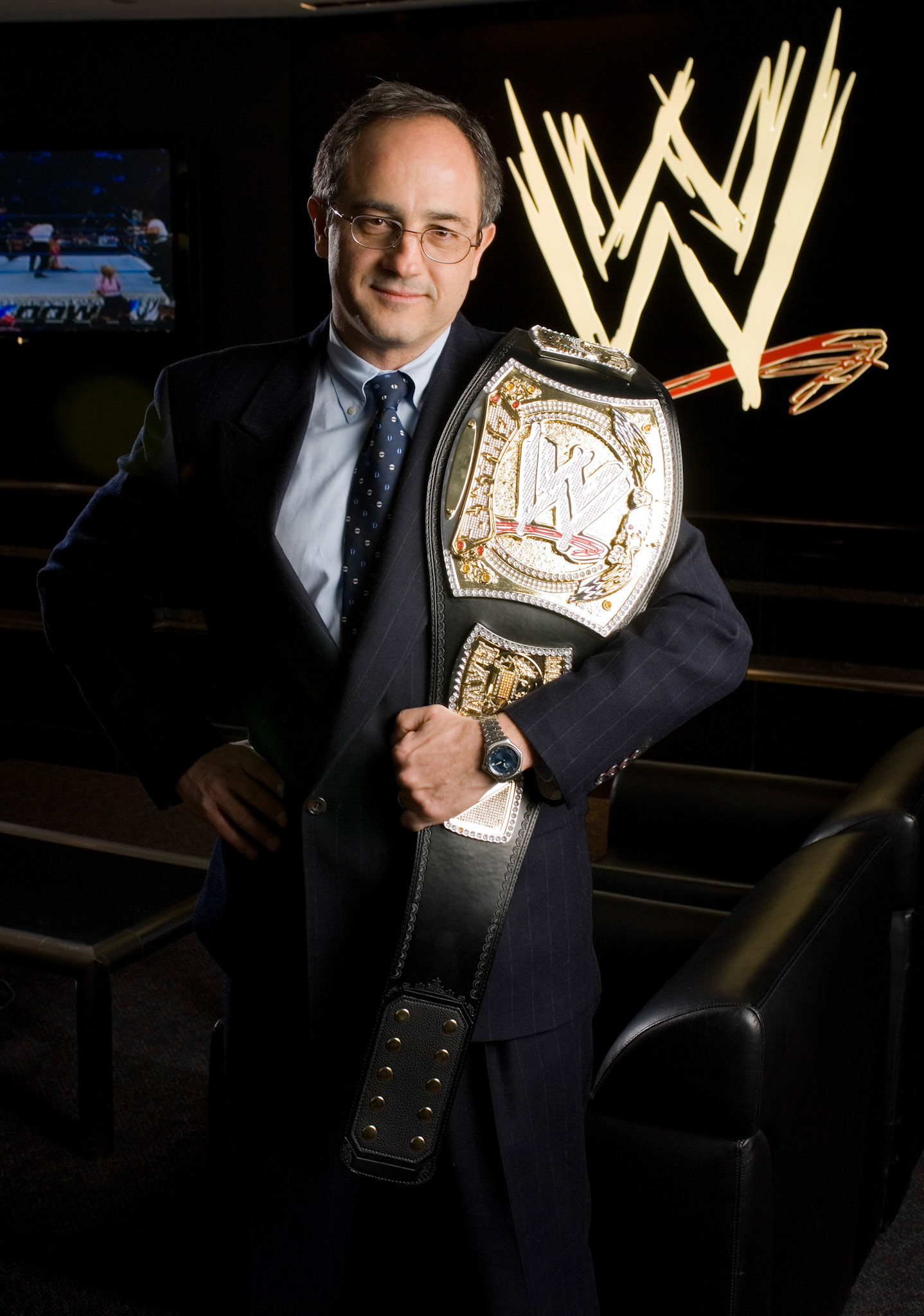 Michael Sileck, CFO of World Wrestling Entertainment, Inc. in the corporate offices in Stamford, CT.