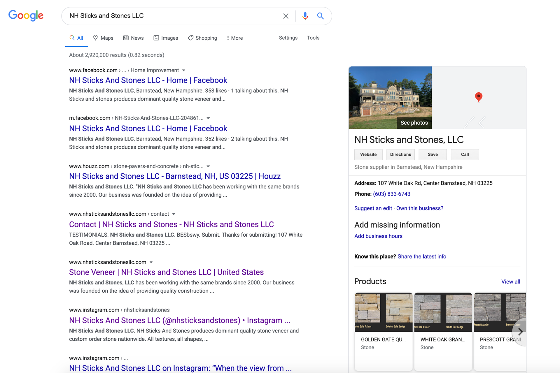 SEO for Website - Takes up the whole first page now