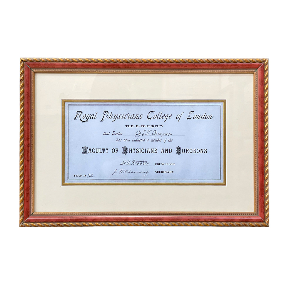 Historical doctor's certificate design