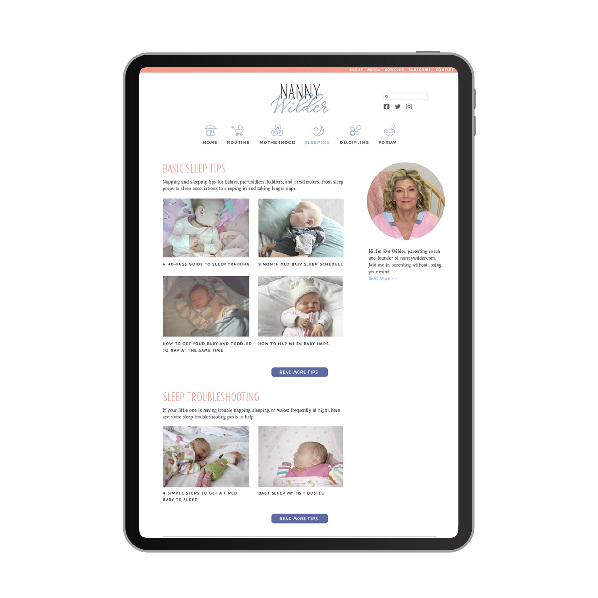 Screen graphic: website for a prisoner who was once a nanny. If I could go back in time, I wouldn't have left so much white space!
