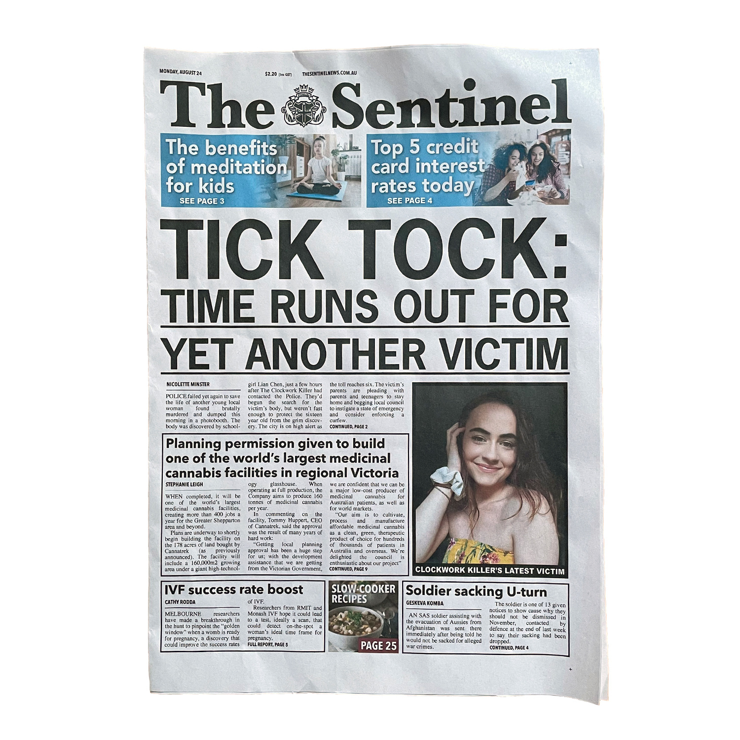 Contemporary newspaper cover page (The Girl at the Window)