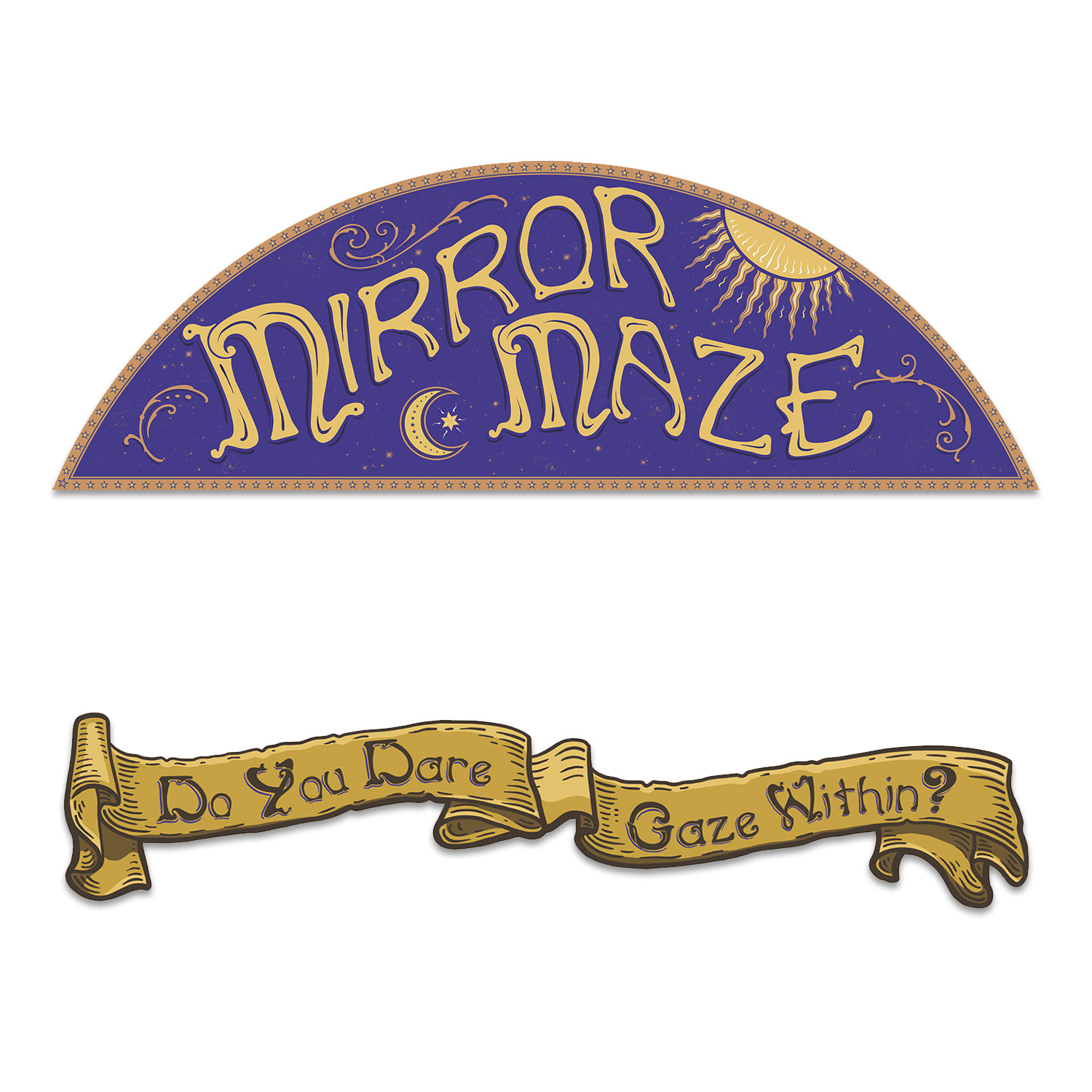 Mirror maze sign design, Crazy Fun Park