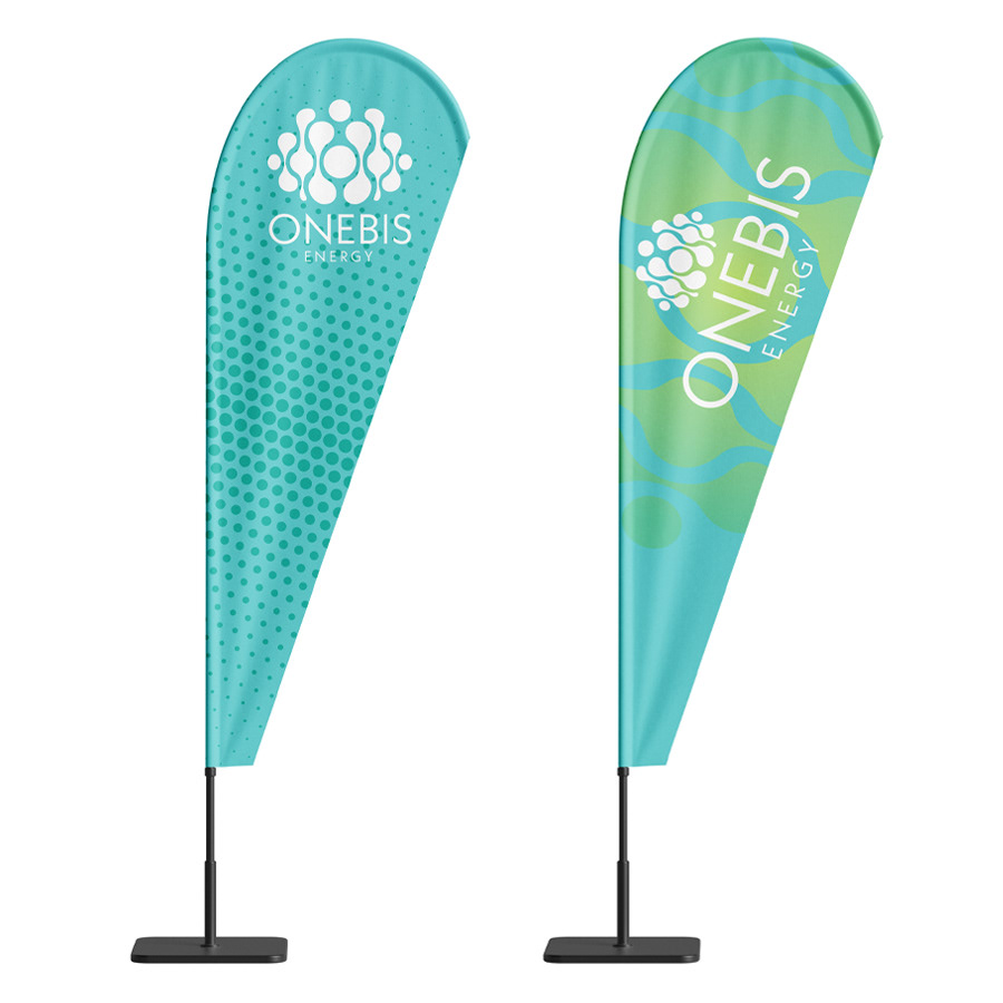 Design of teardrop flags for surf event (including logo designs)