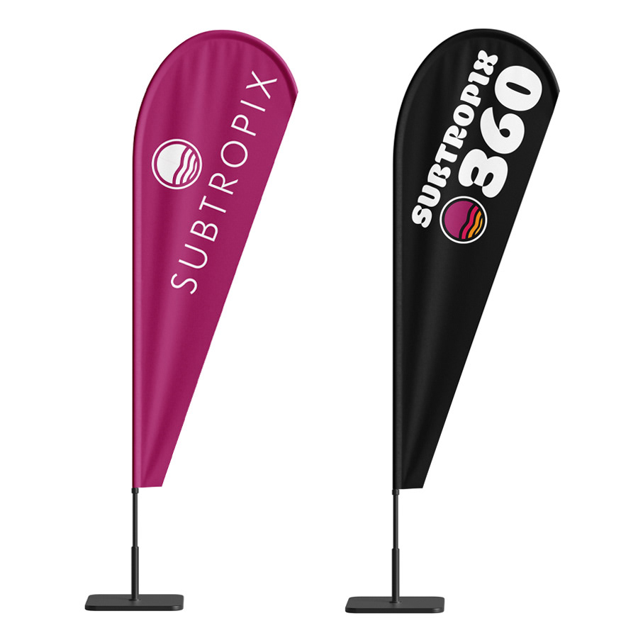 Design of teardrop flags for surf brand and event (including logo designs)