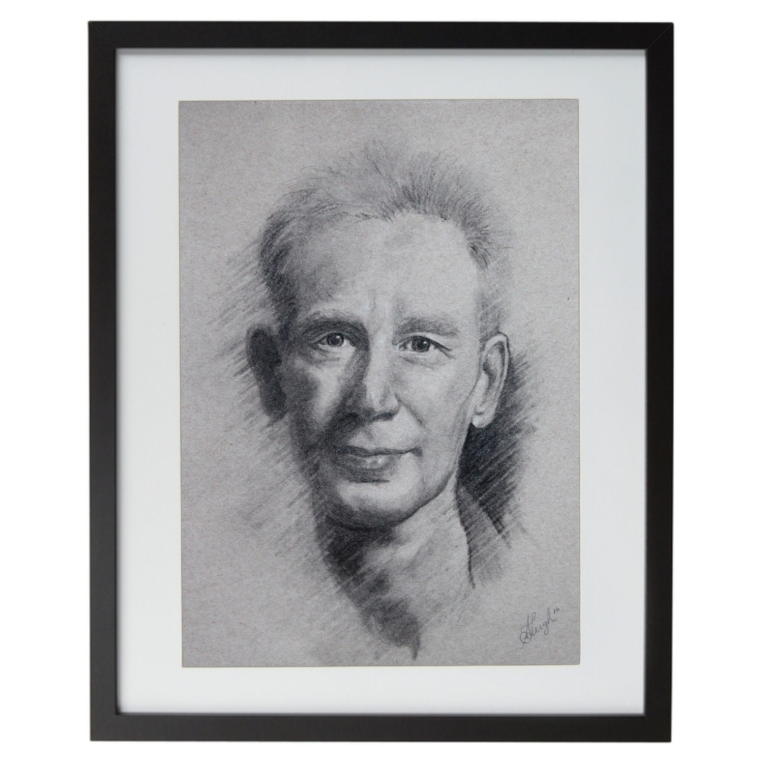 Portrait with charcoal on paper