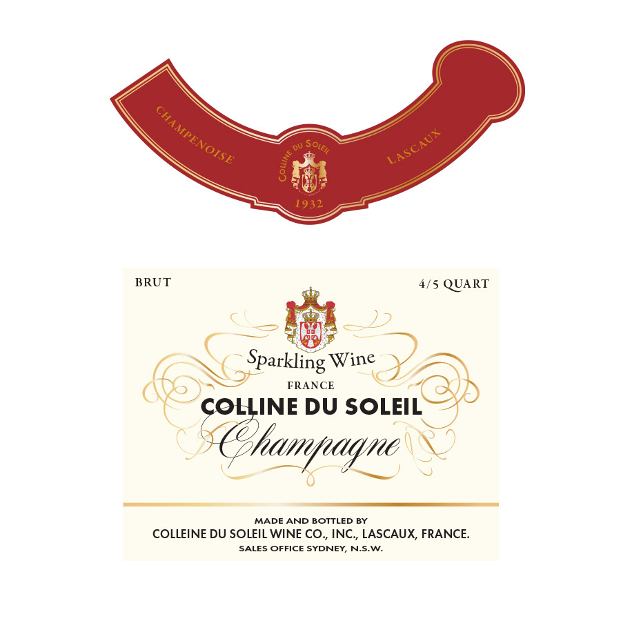 Champagne label design including neck collar