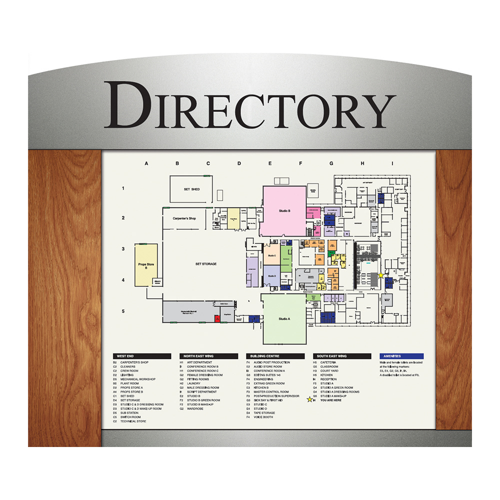 1980s style TV studio directory design