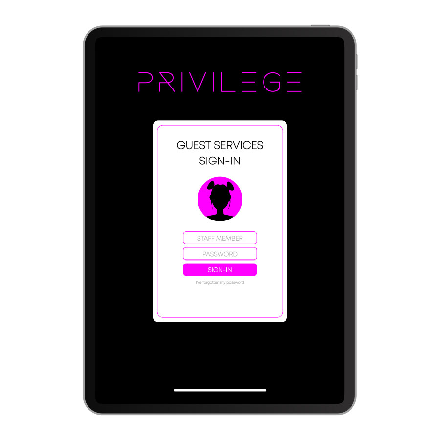 Screen design for nightclub hostess iPad