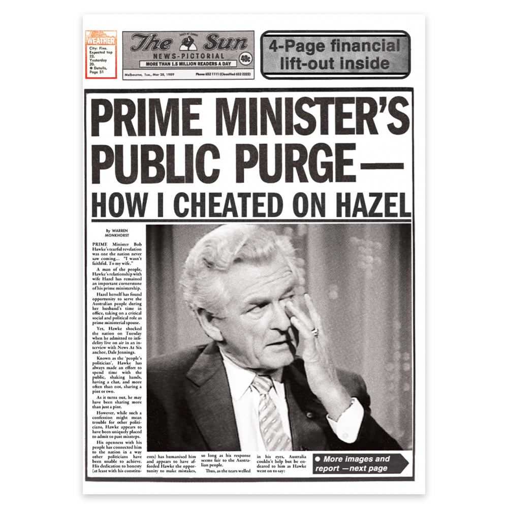 1989 newspaper front page recreation including photo editing (The Newsreader S3)