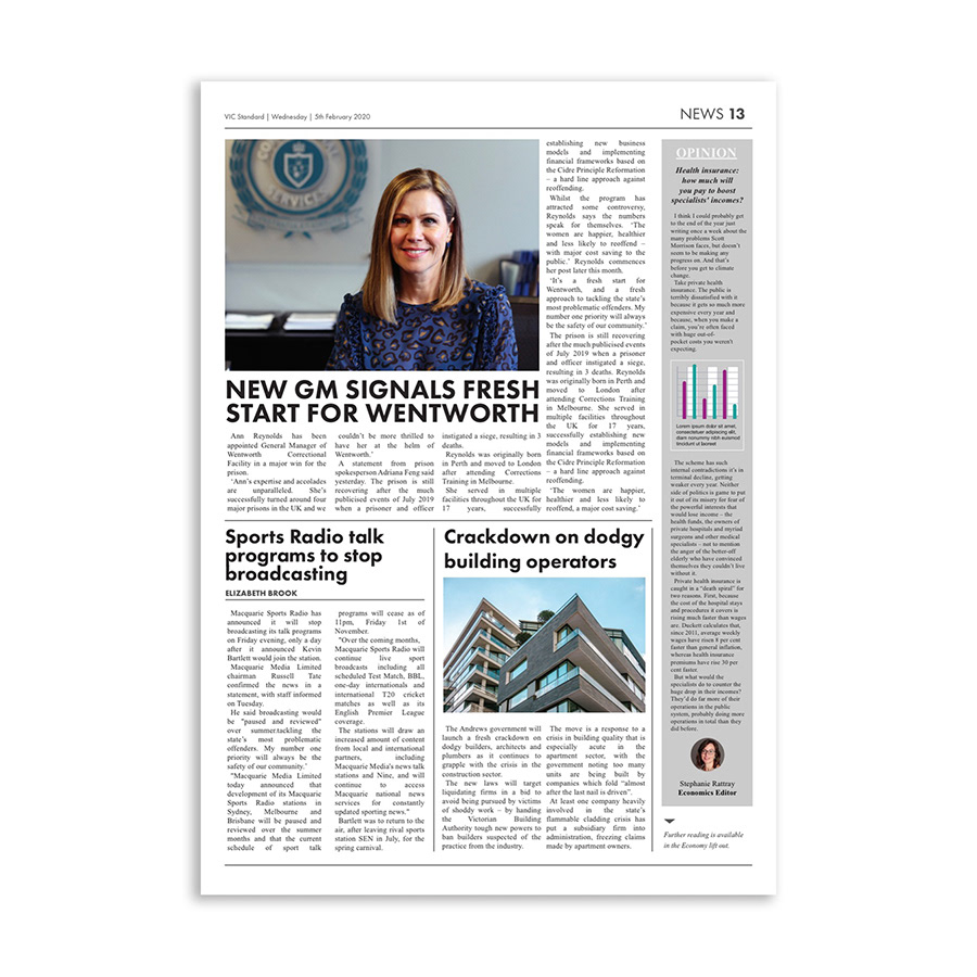 Newspaper inside page design