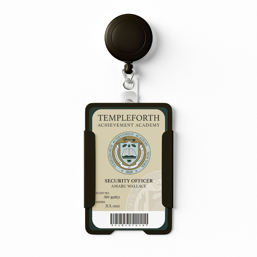 American school ID tag design (including school crest)
