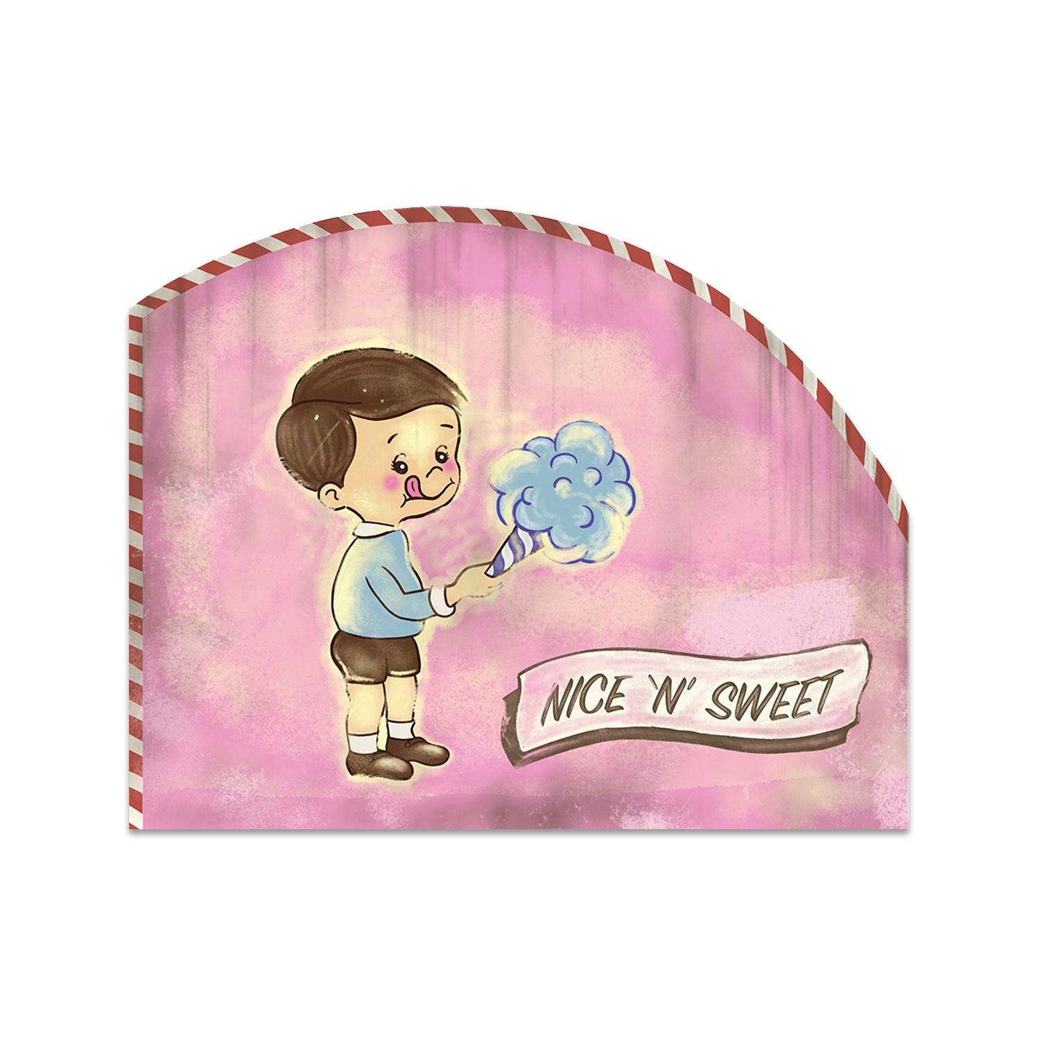 Concession stand sign including illustration and ageing/distressing