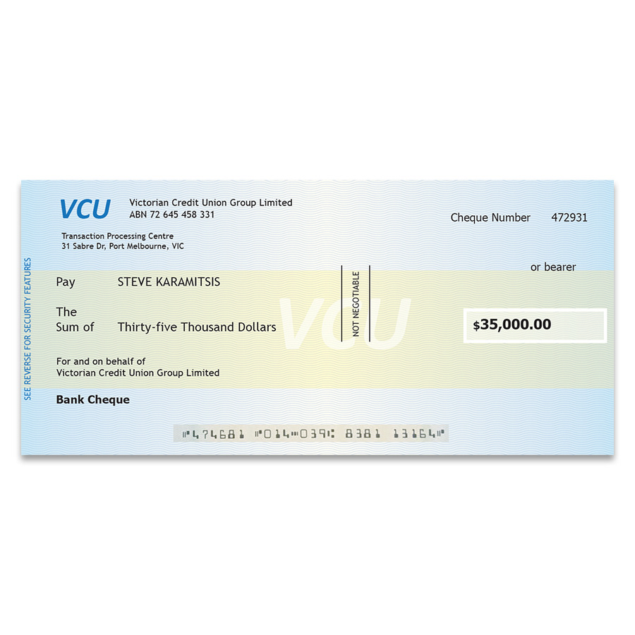 Prop cheque design