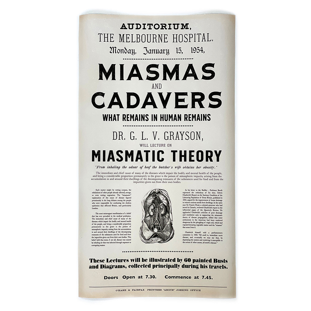 Historical medical lecture poster design (1850s)