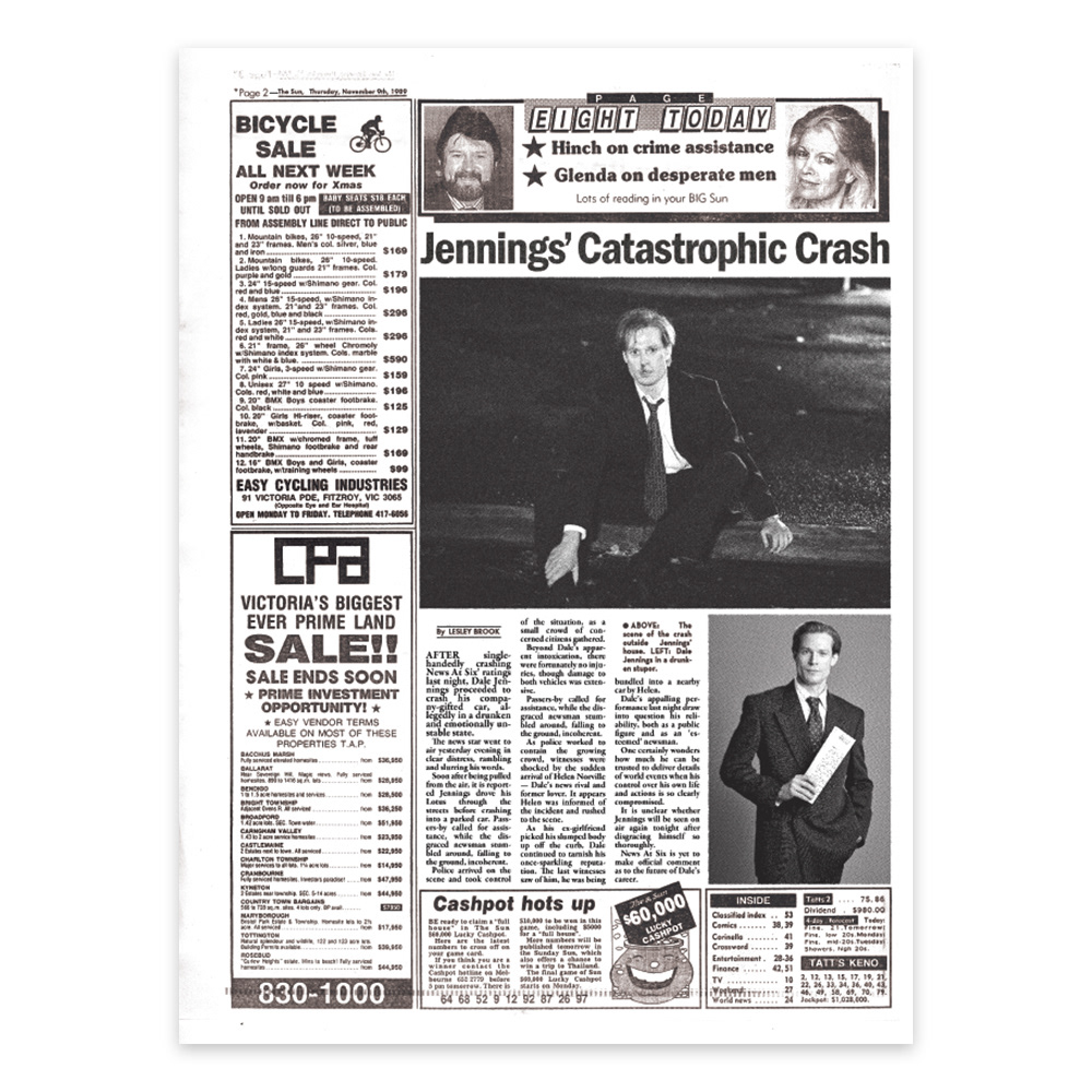 1989 newspaper recreation prop, including photo editing