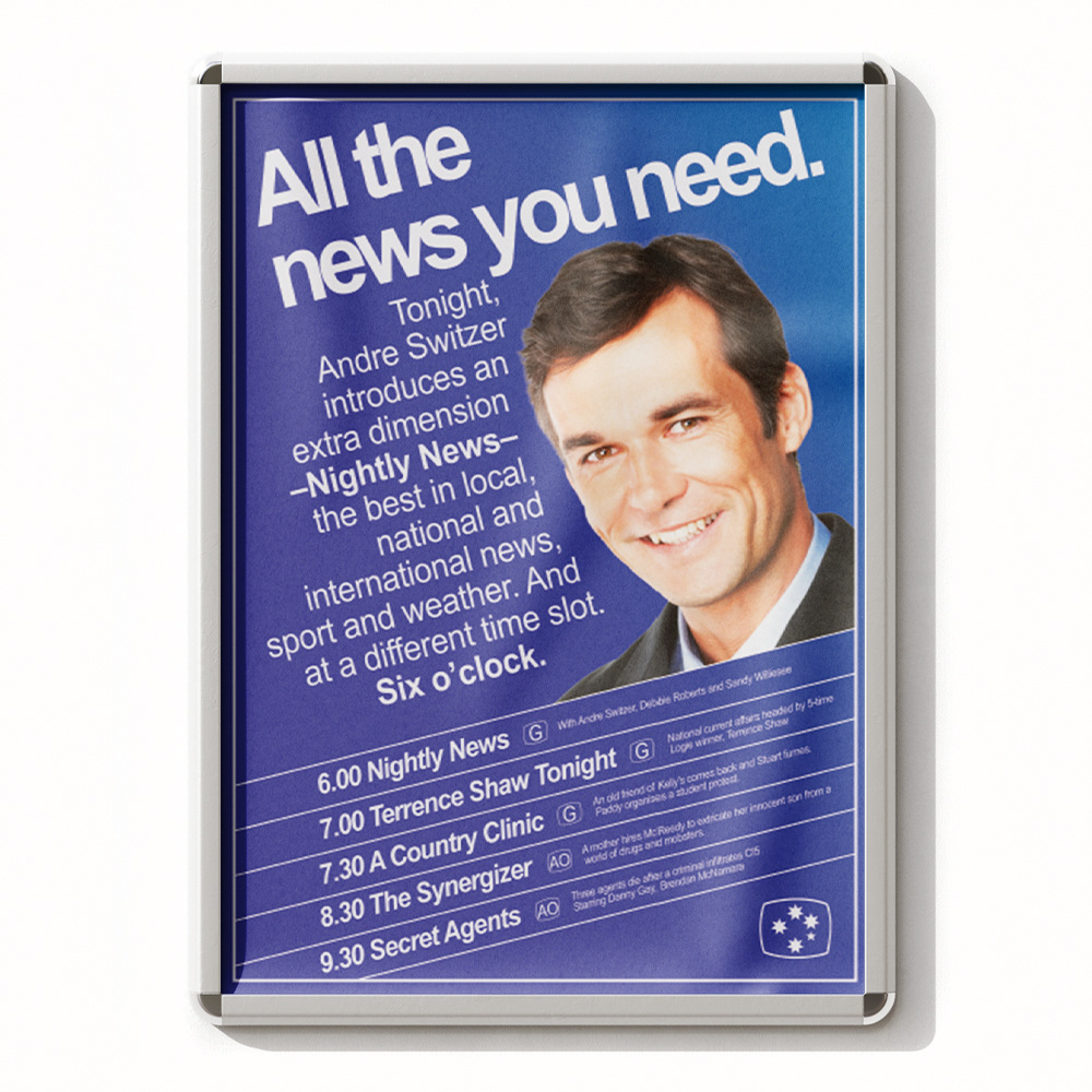 1980s style TV station poster design