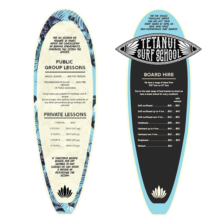 Surfboard wrap pricelists for Surviving Summer