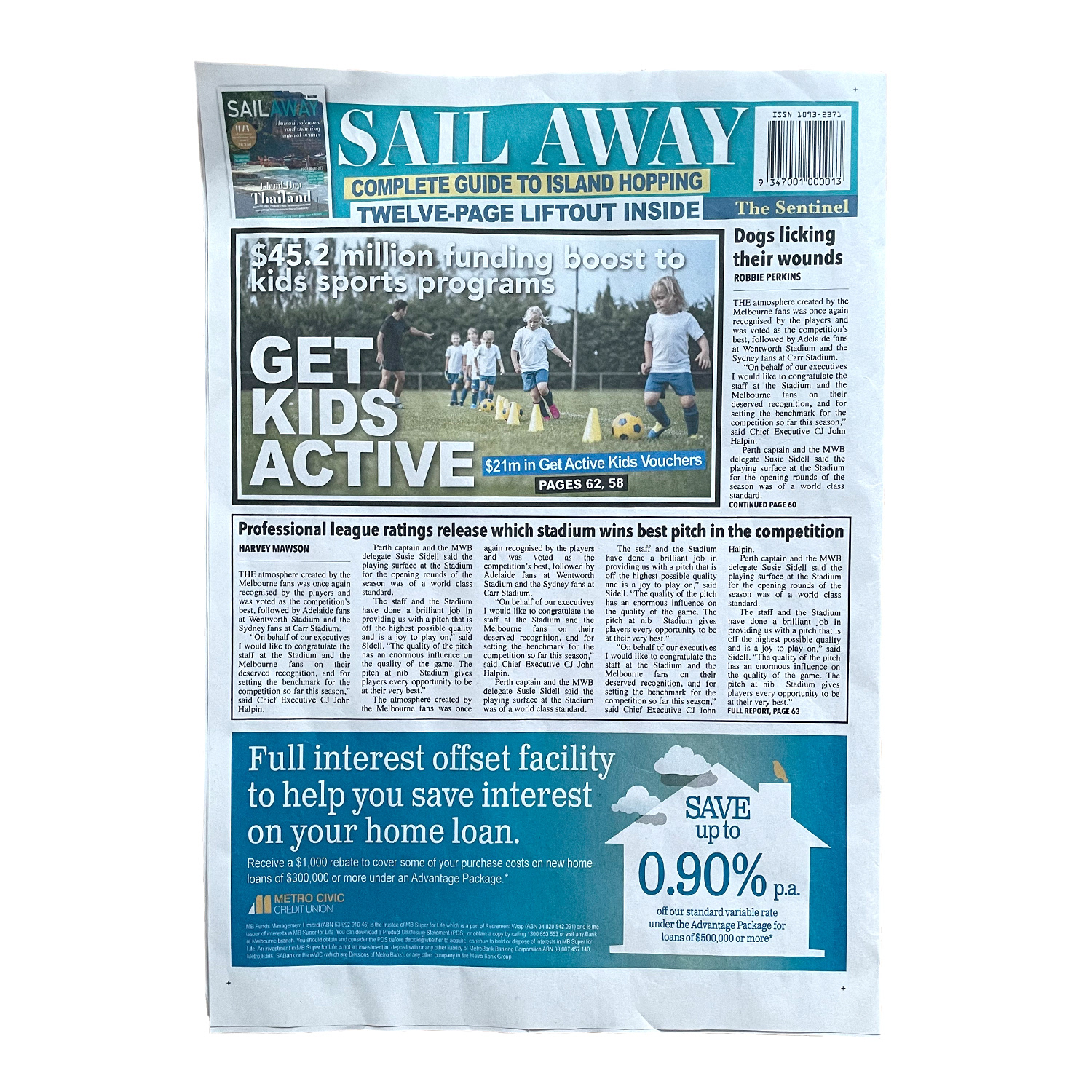 Contemporary newspaper back page (The Girl at the Window)