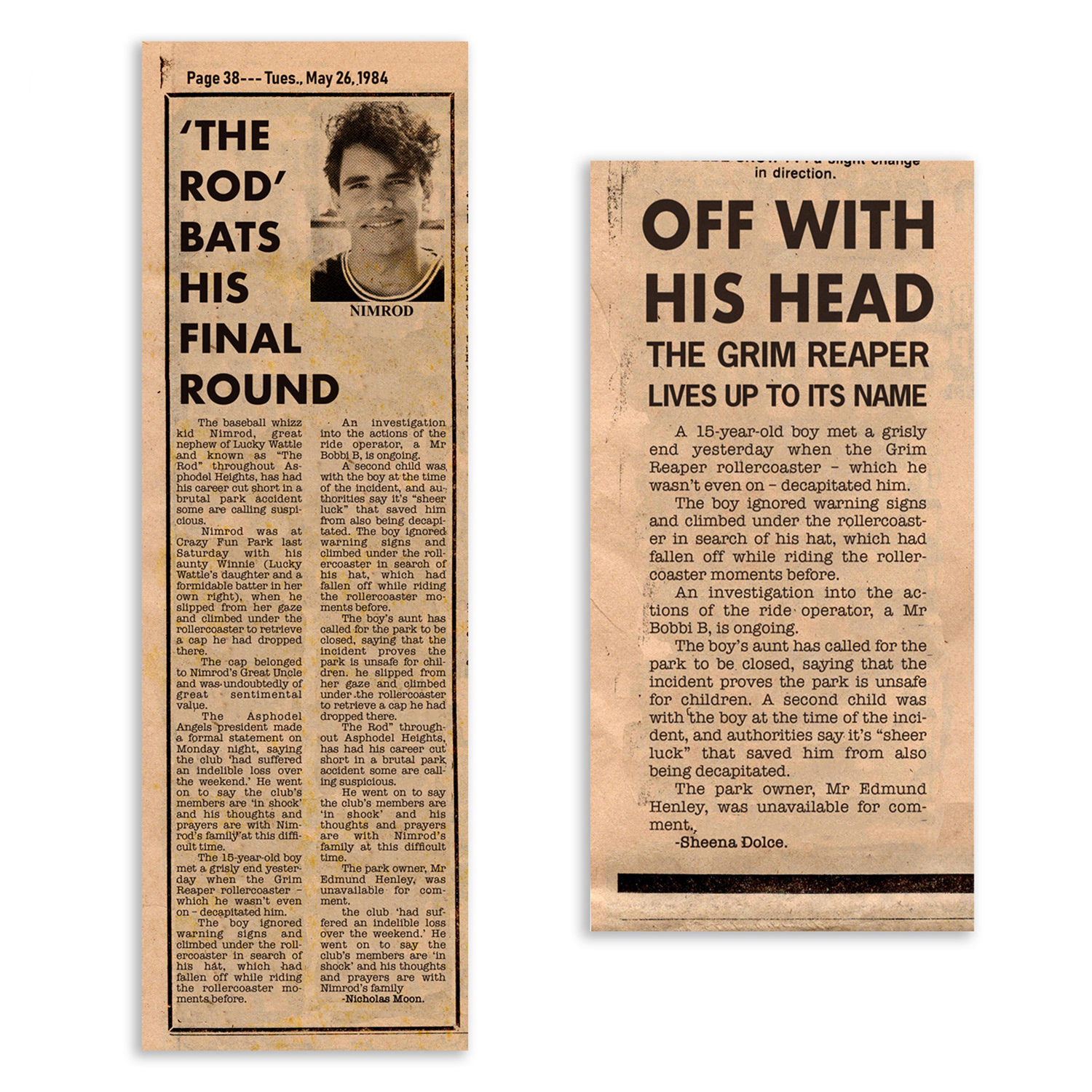 1980s newspaper article (Crazy Fun Park)