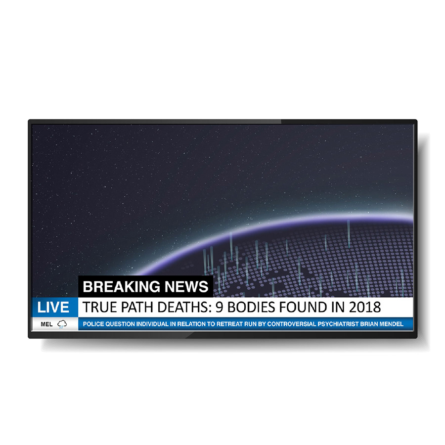 Design of news program background and 'ticker' (window and news presented added in post-production)