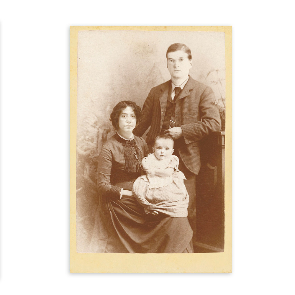 Photo card prop - actors headshots composited on vintage photograph