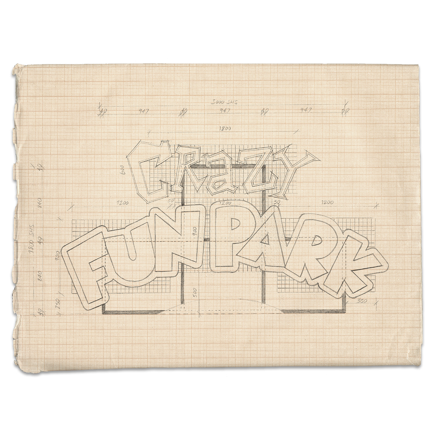 Hand drawn sign design, finished with Photoshop for Crazy Fun Park