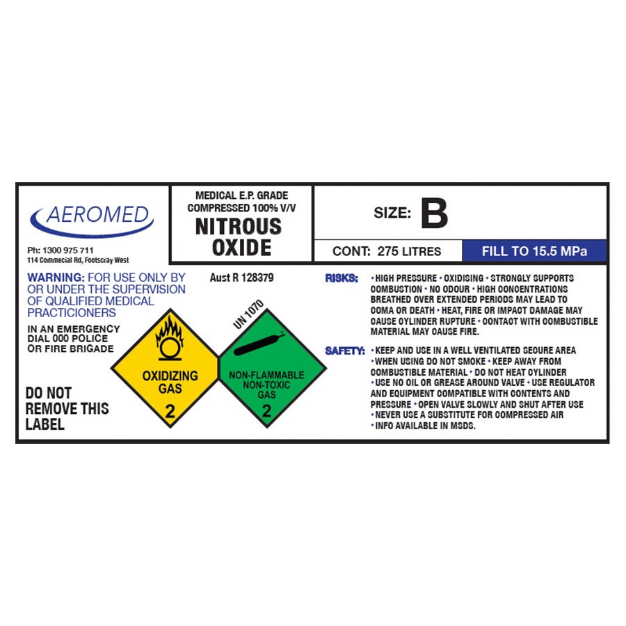 Label design for prop oxygen bottle