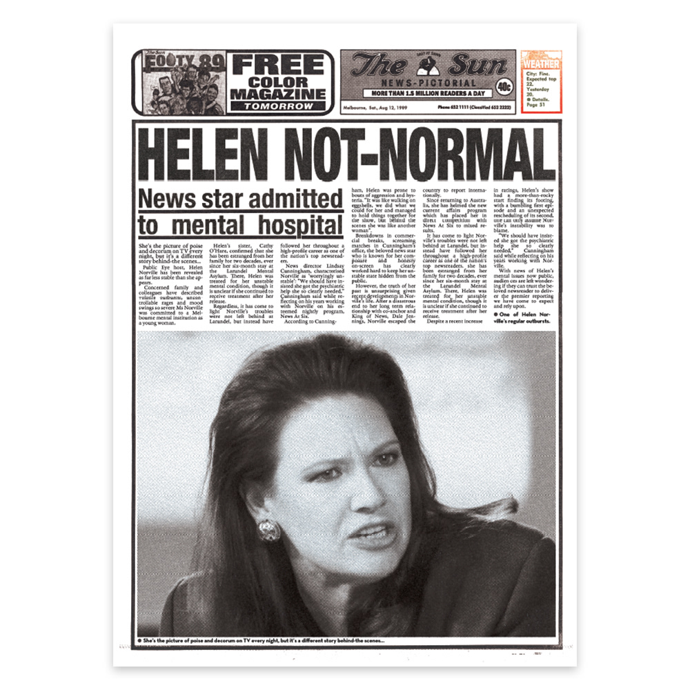 1989 newspaper recreation prop, including photo editing