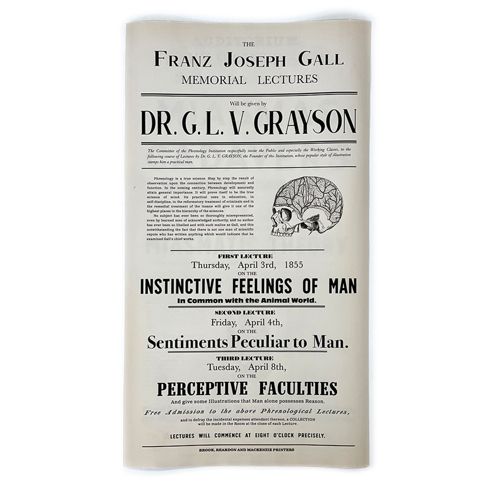 Historical medical lecture poster design (1850s)