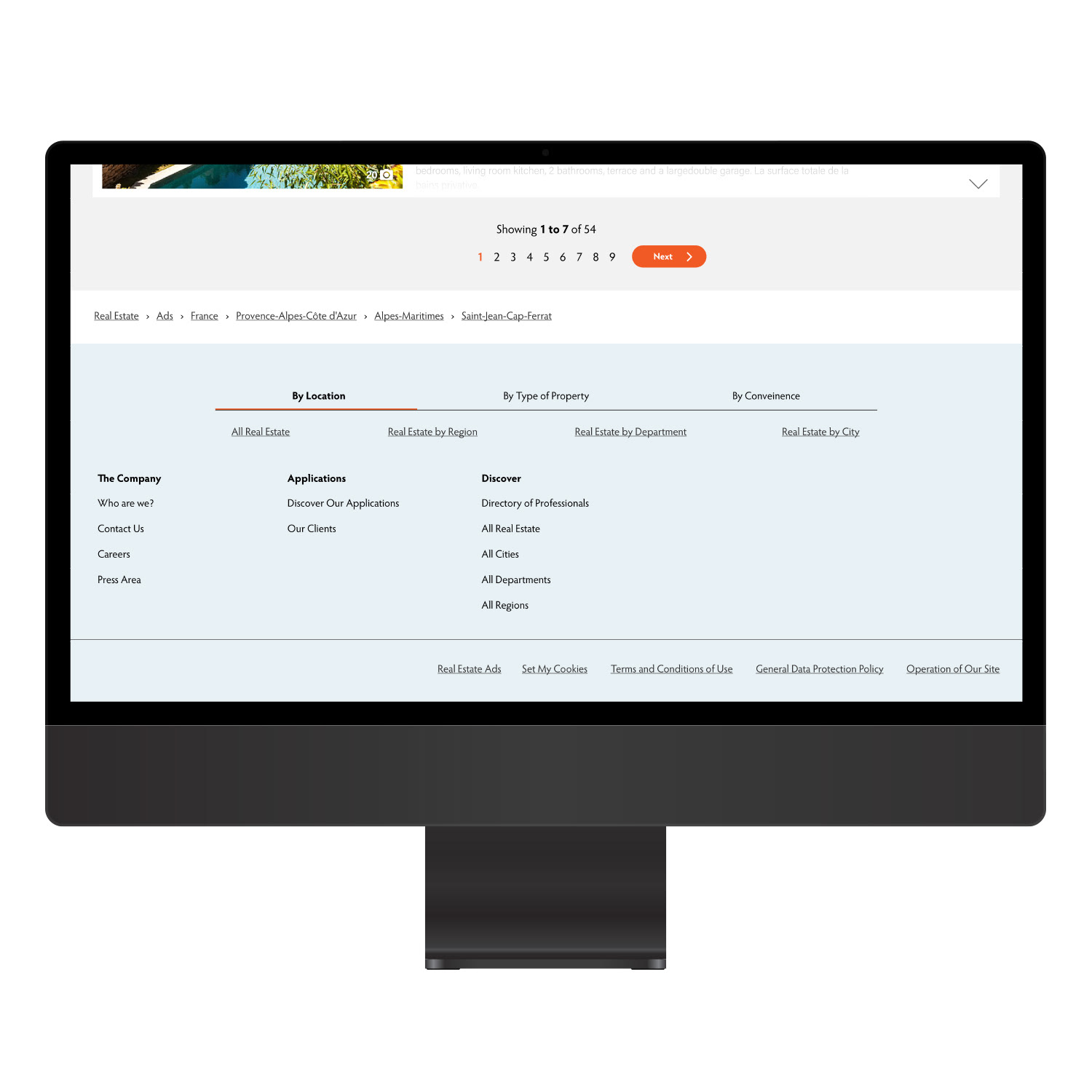 Scrollable French real estate website design (Bear Country)