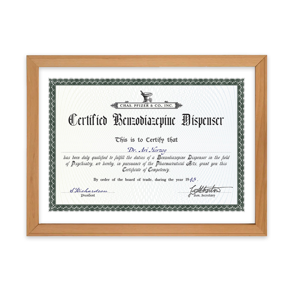 Retro certificate design for medical psychiatrist