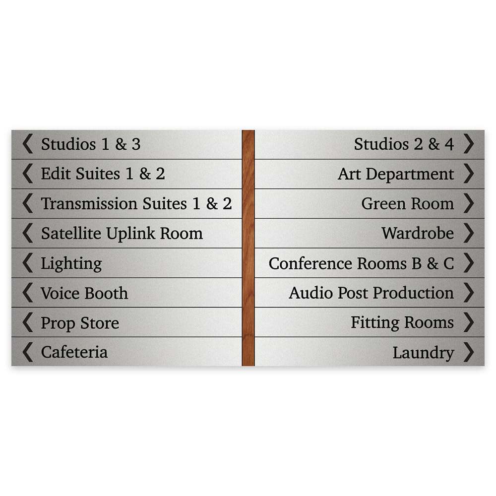1980s style TV studio directory design