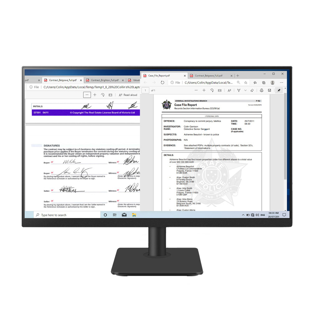 Design of police documents in PDF (The Clearing)