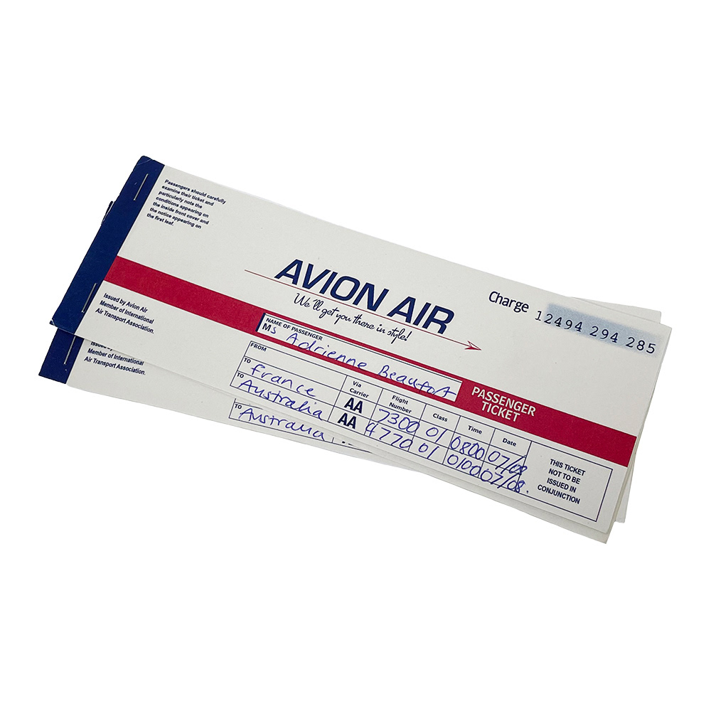 Prop retro plane ticket design