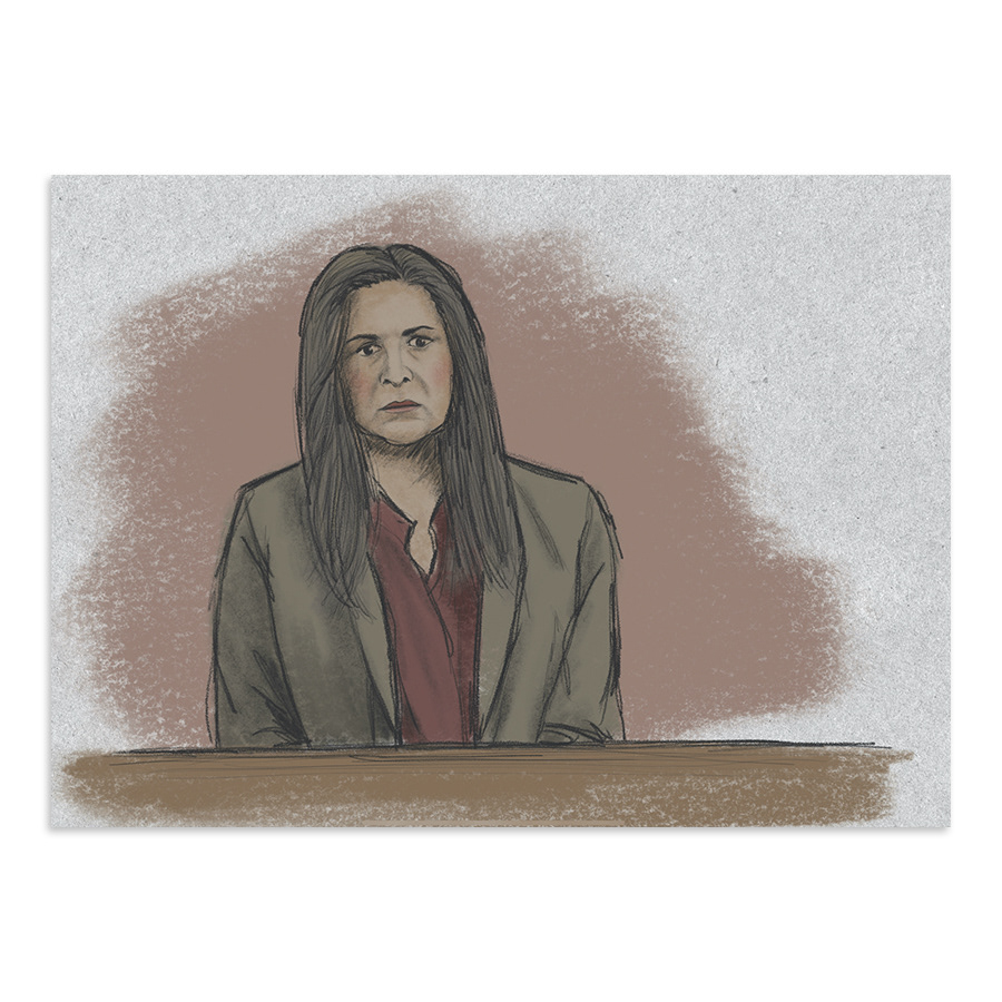 Court room illustration for news program on Wentworth Season 8