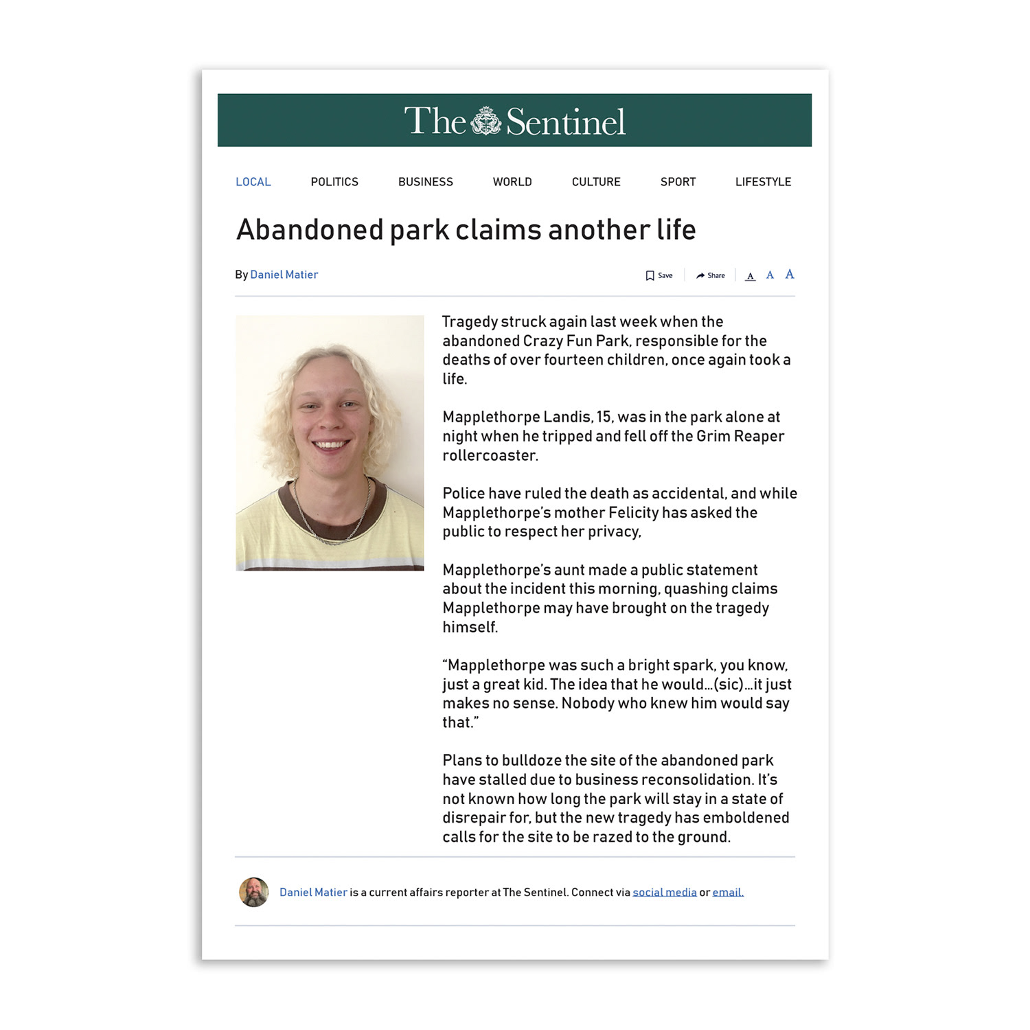 Online news article design