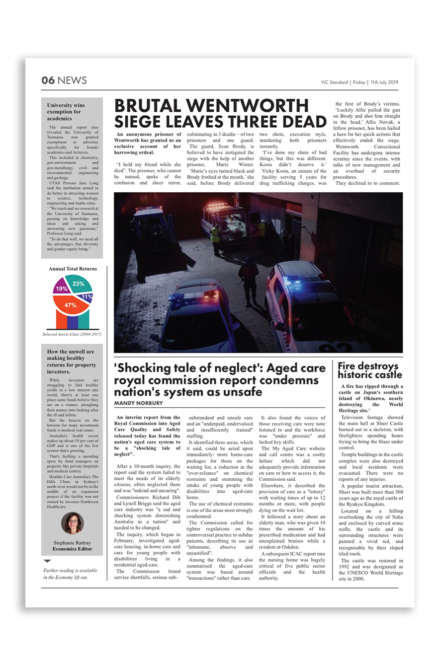 Prop: newspaper article and page