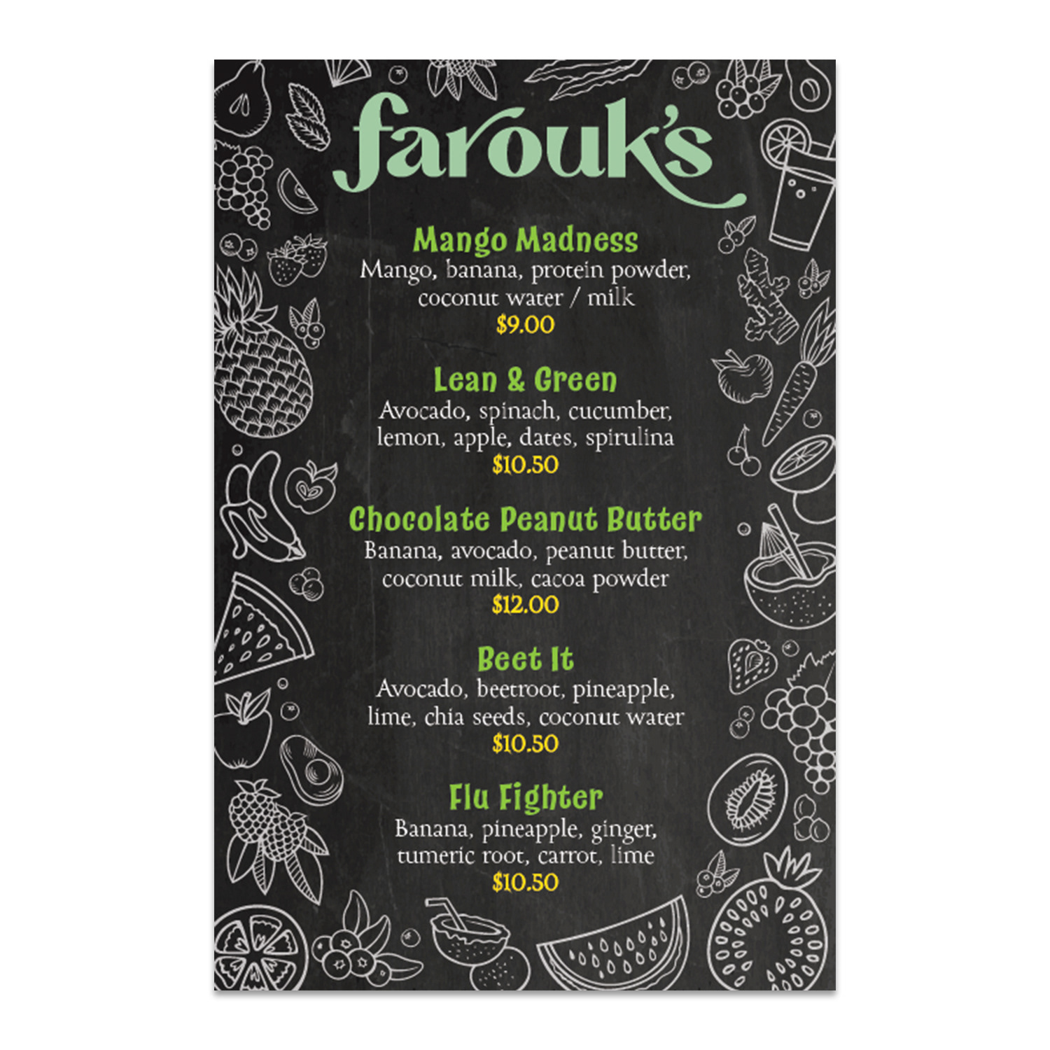 Faux chalkboard menu design for Surviving Summer Season 2