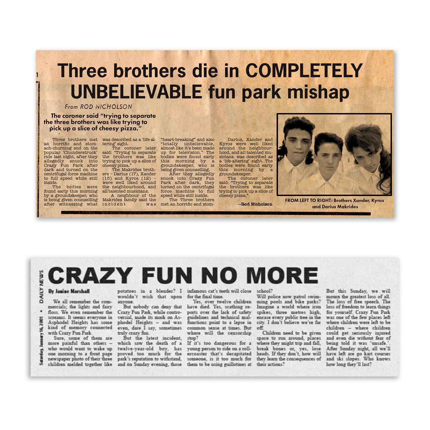 Historical newspaper articles