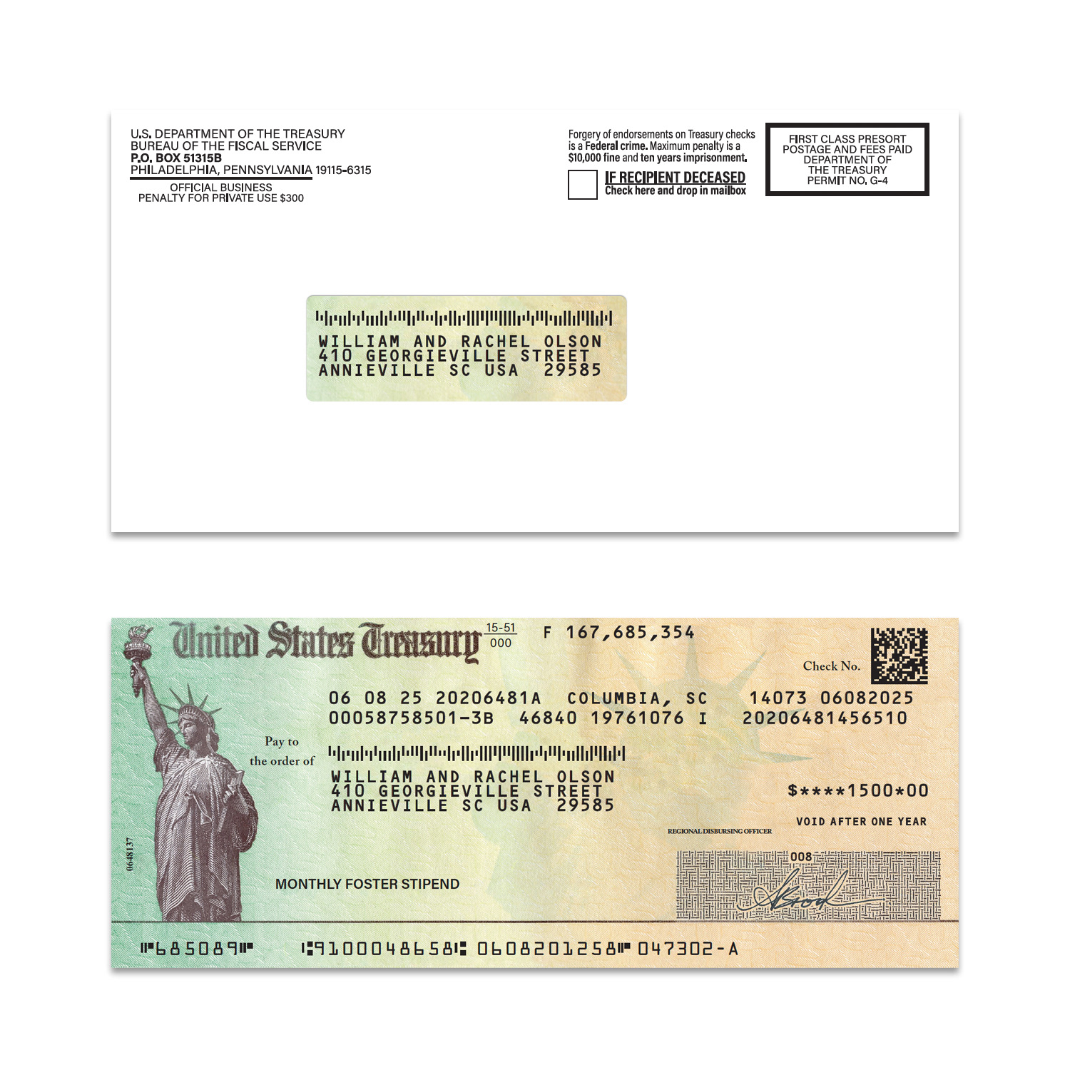 Recreation of actual cheque