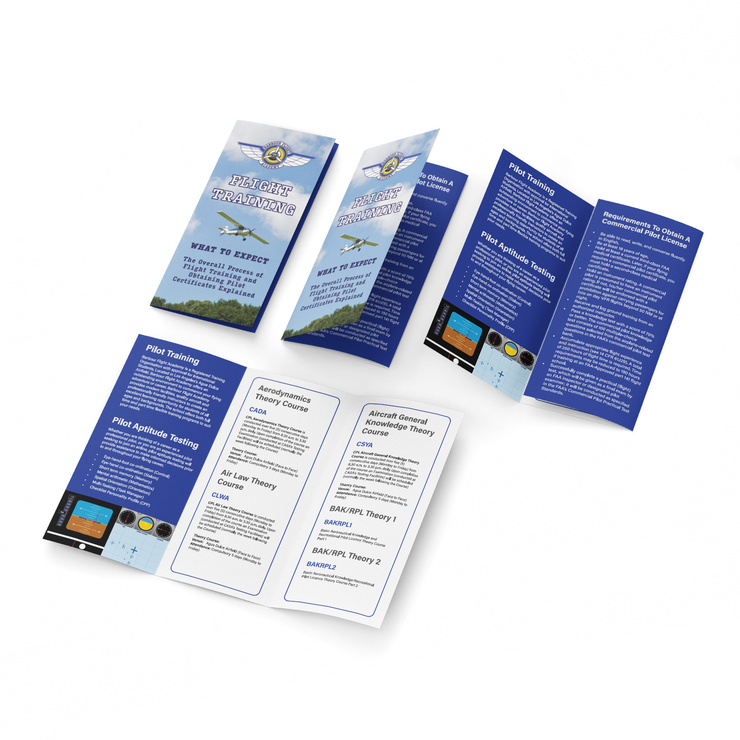 Brochure design for flight school